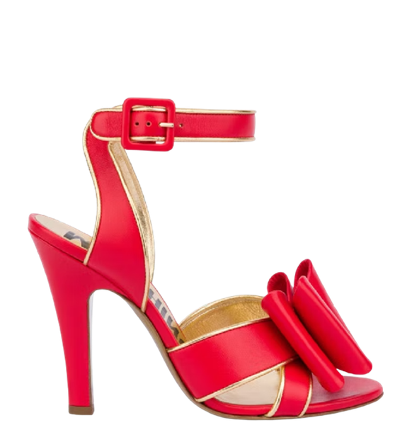  Giày Moschino Nữ Low Bow Calfskin Sandals 'Red' 