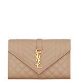  Túi Nữ Saint Laurent Envelope Small Matelassé Grain De Poudre 'Dark Beige' 