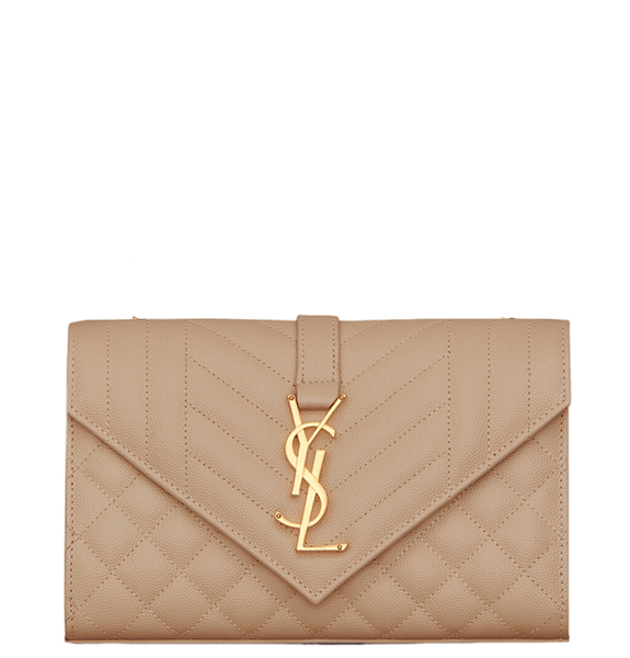  Túi Nữ Saint Laurent Envelope Small Matelassé Grain De Poudre 'Dark Beige' 