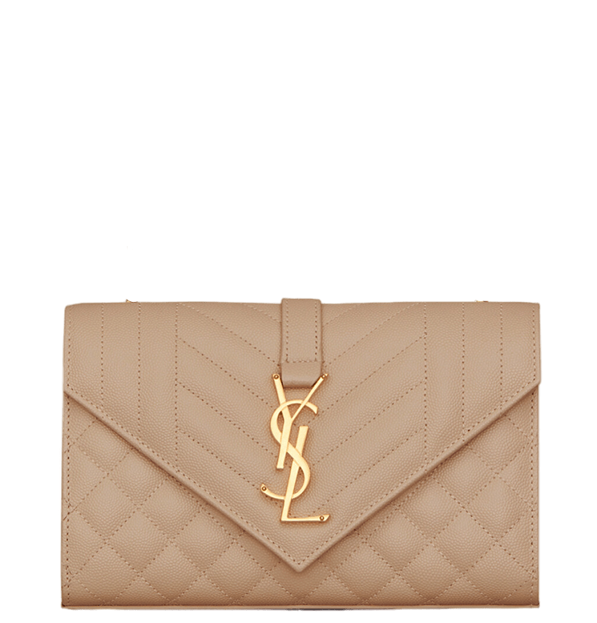  Túi Nữ Saint Laurent Envelope Small Matelassé Grain De Poudre 'Dark Beige' 