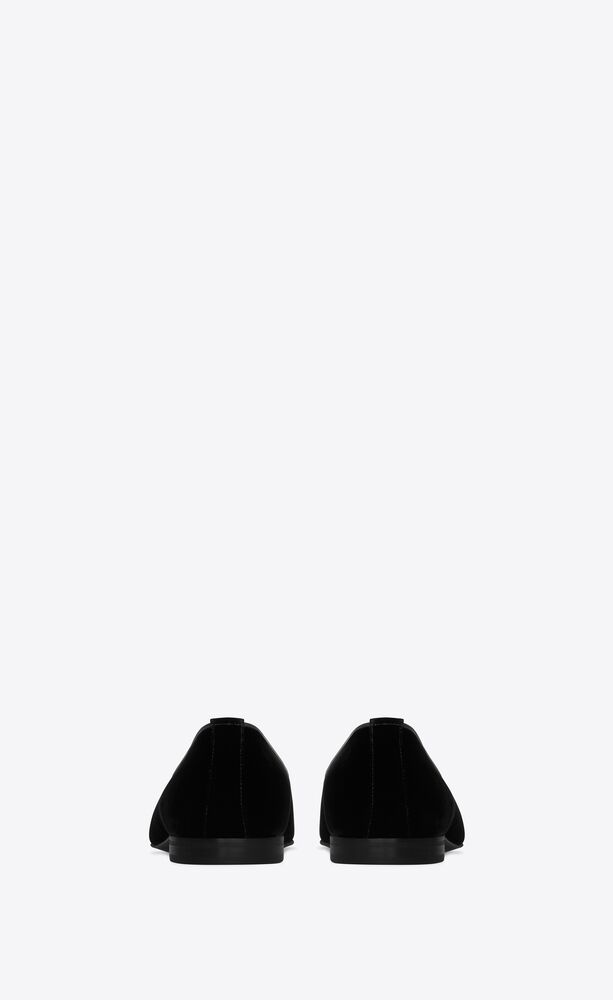  Giày Nam Saint Laurent Smoking 15 Slippers In Velvet 'Black' 