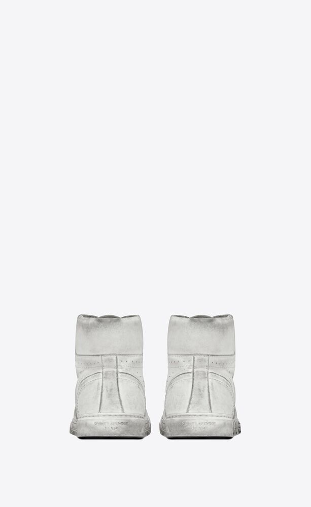  Giày Nam Saint Laurent Joe Sneakers In Worn-Look Leather 'Optic White' 