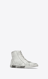  Giày Nam Saint Laurent Joe Sneakers In Worn-Look Leather 'Optic White' 