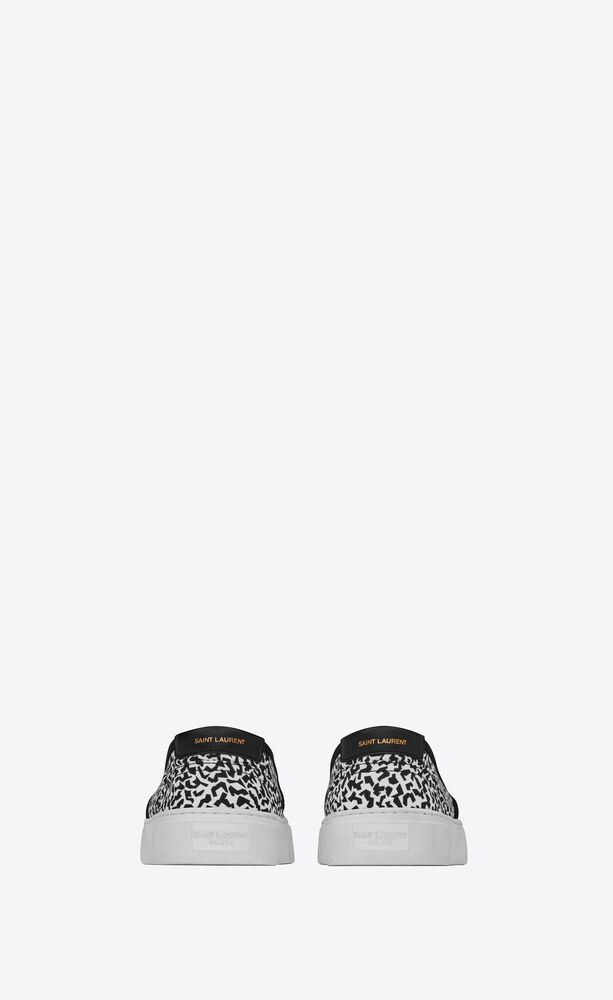  Giày Nam Saint Laurent Venice Slip On Sneakers In Sparkle-print Canvas 'White' 