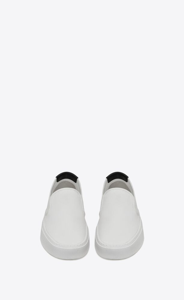  Giày Nam Saint Laurent Venice Slip On Sneakers In Canvas Leather 'Optic White' 