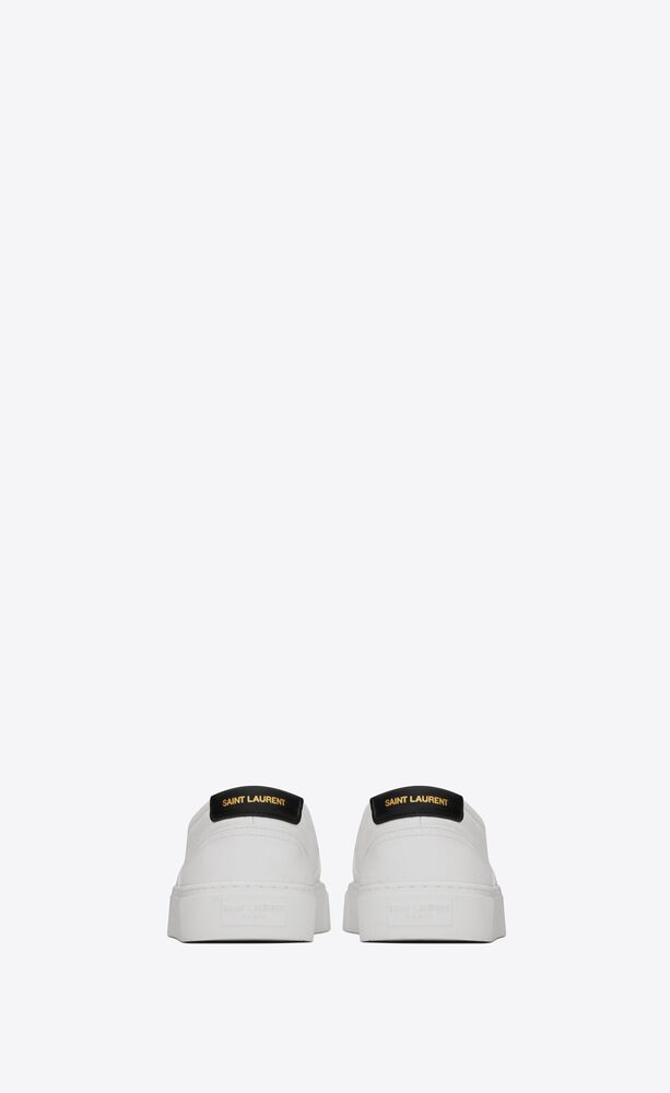  Giày Nam Saint Laurent Venice Slip On Sneakers In Canvas Leather 'Optic White' 