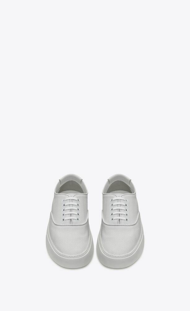  Giày Nam Saint Laurent Venice Sneakers In Perforated Leather 'Optic White' 