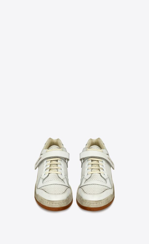  Giày Nam Saint Laurent Sl24 Sneakers In Used-look Leather 'Optic White' 