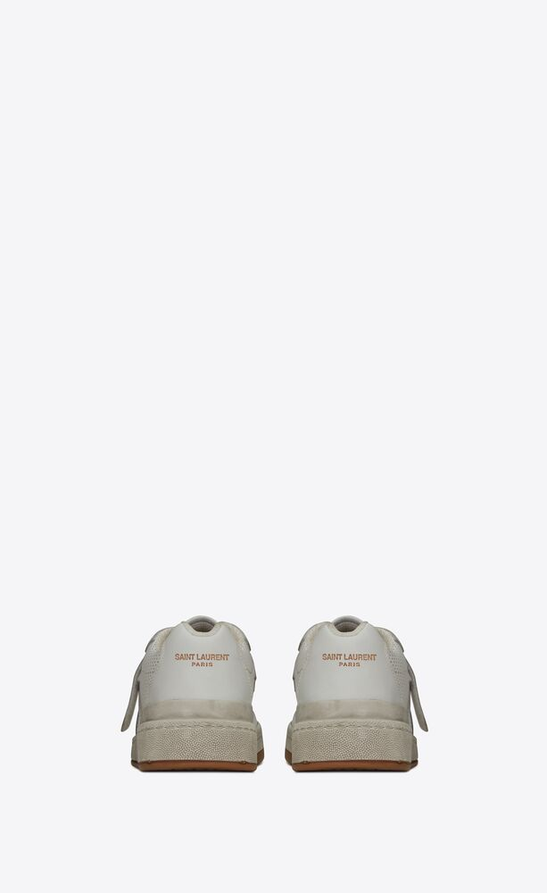  Giày Nam Saint Laurent Sl24 Sneakers In Used-look Leather 'Optic White' 