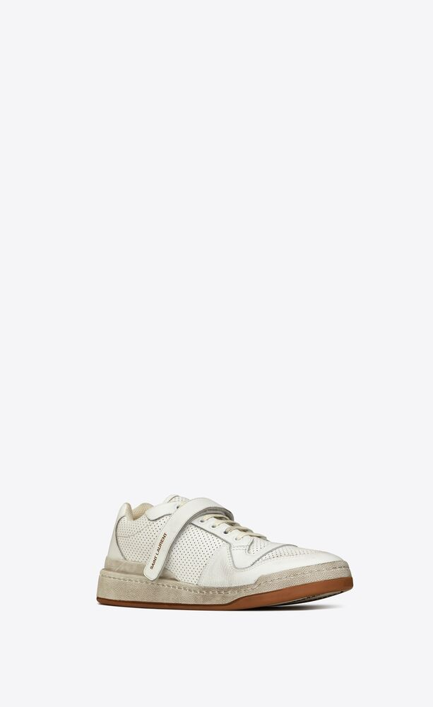  Giày Nam Saint Laurent Sl24 Sneakers In Used-look Leather 'Optic White' 