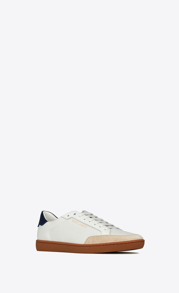  Giày Nam Saint Laurent Court Classic Sl/10 Perforated Smooth Leather 'Optic White' 