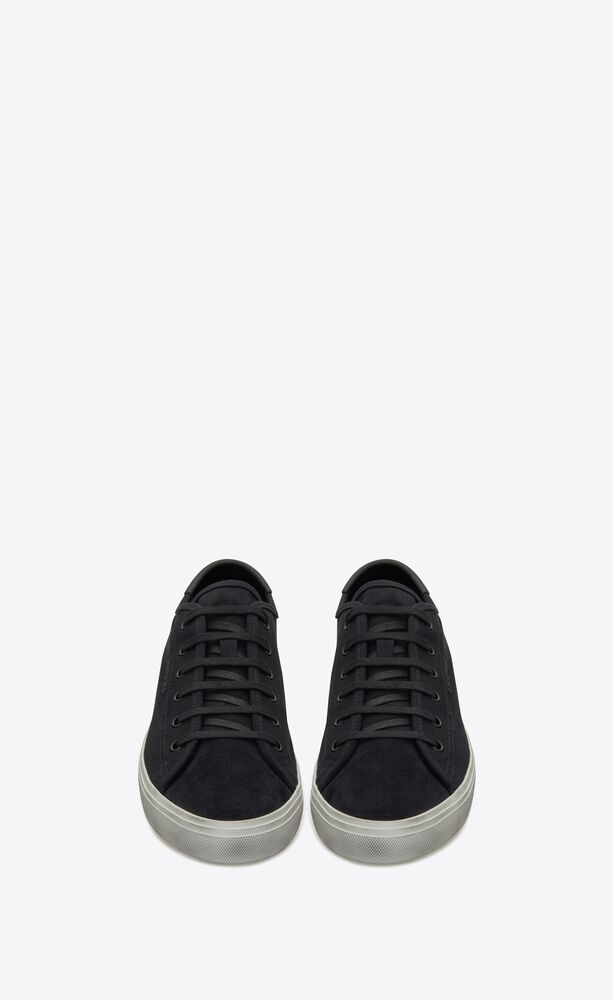  Giày Nam Saint Laurent Malibu Sneakers In Canvas Leather 'Black' 