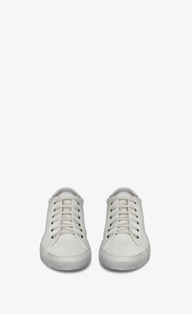 Giày Nam Saint Laurent Malibu Sneakers In Canvas Leather 'Optic White' 