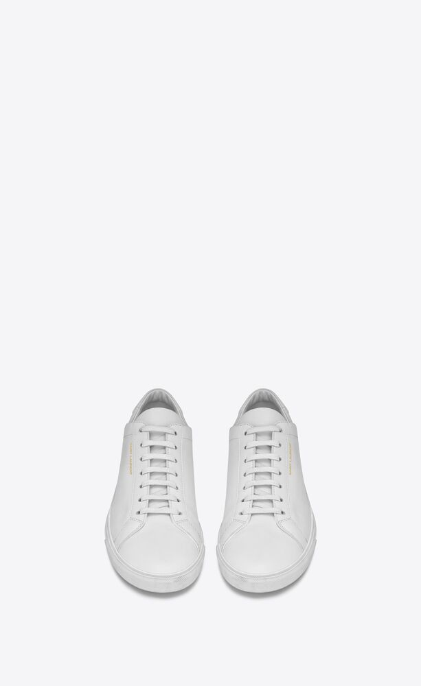  Giày Nam Saint Laurent Andy Sneakers In Leather 'Optic White' 