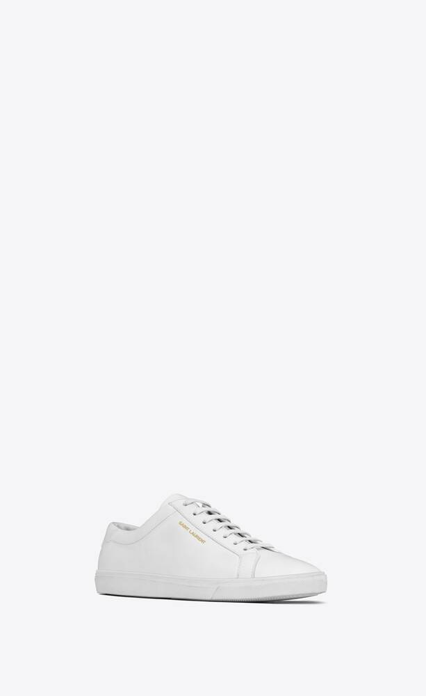  Giày Nam Saint Laurent Andy Sneakers In Leather 'Optic White' 