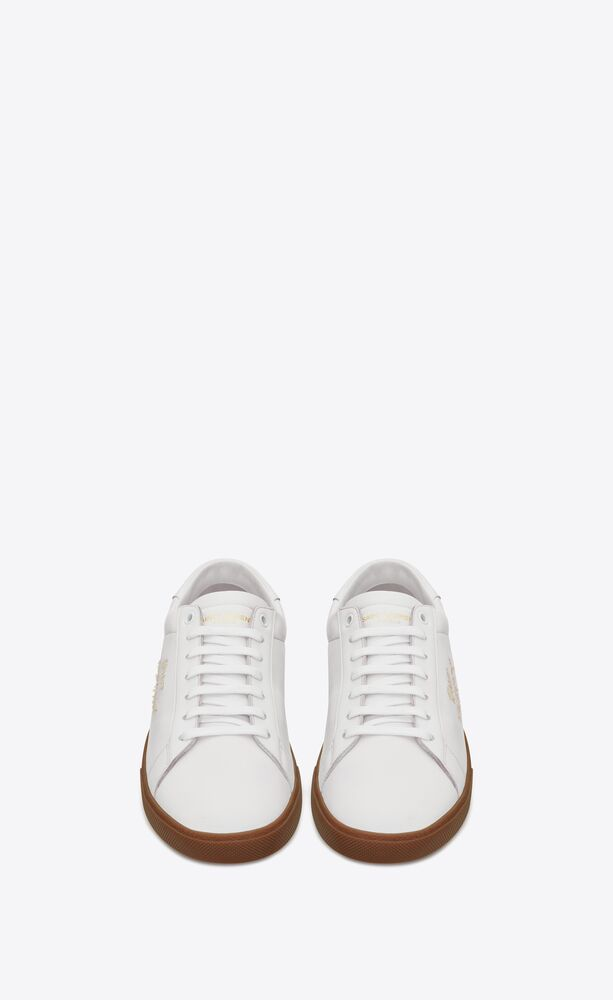  Giày Nam Saint Laurent Court Classic Sl/06 Embroidered Grained Leather 'Optic White' 