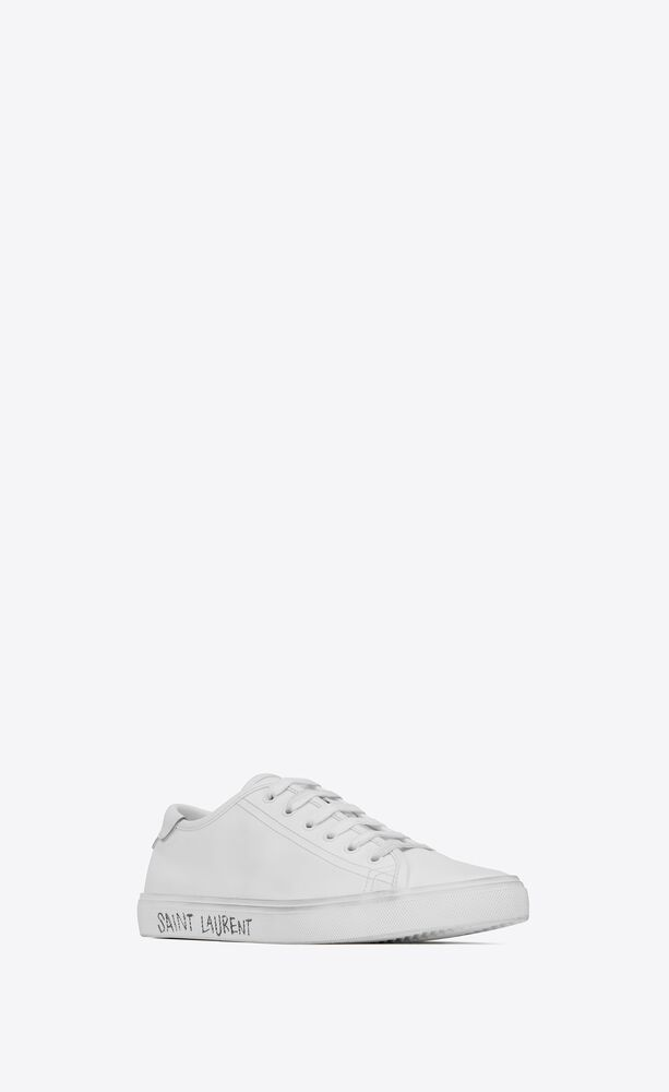  Giày Nam Saint Laurent Malibu Sneakers In Smooth Leather 'Optic White' 