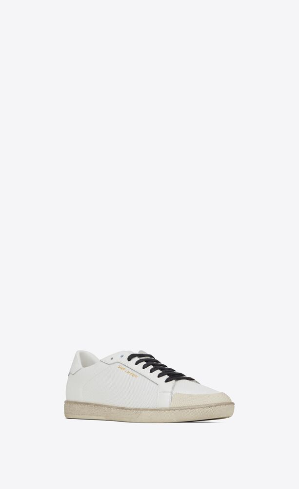  Giày Nam Saint Laurent  Court Classic Sl/39 Sneakers In Perforated Leather 'White' 