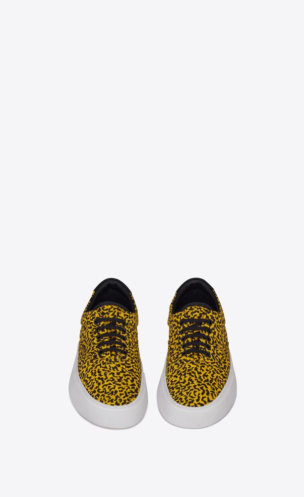  Giày Nam Saint Laurent Venice Sneakers In Sparkle-print Canvas 'Black Yellow' 