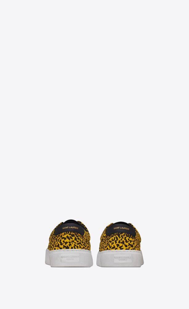  Giày Nam Saint Laurent Venice Sneakers In Sparkle-print Canvas 'Black Yellow' 