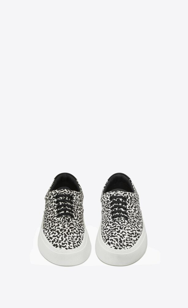  Giày Nam Saint Laurent Venice Sneakers In Sparkle-print Canvas 'White Black' 