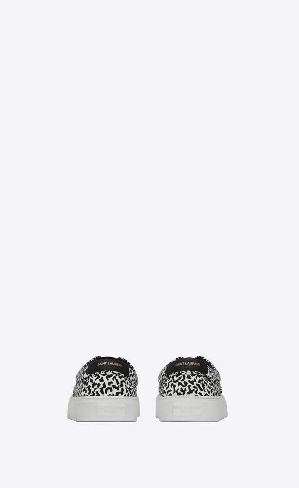  Giày Nam Saint Laurent Venice Sneakers In Sparkle-print Canvas 'White Black' 