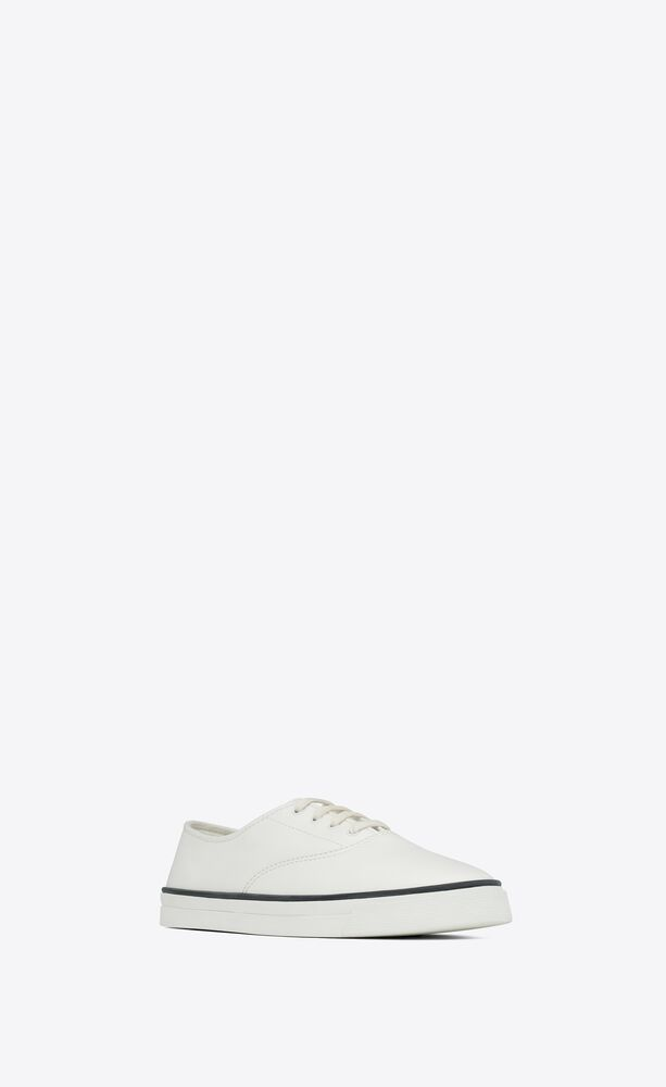  Giày Nam Saint Laurent Tandem Sneakers In Leather 'Blanc Optique' 