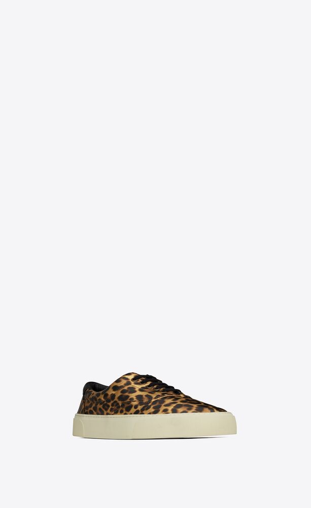  Giày Nam Saint Laurent Venice Sneakers In Shiny Leopard-print Leather 'Of Noir' 
