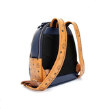  Balo MCM Stark Backpack in Visetos Leather Block 'Cognac Blue' 