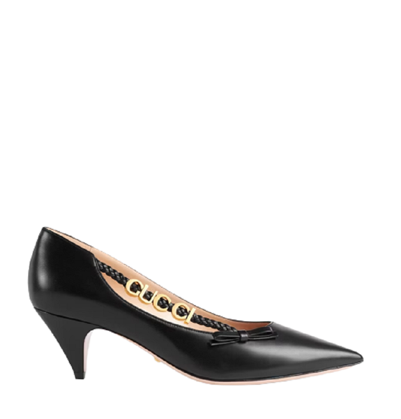  Giày Nữ Gucci Pump With Gucci Leather 'Black' 