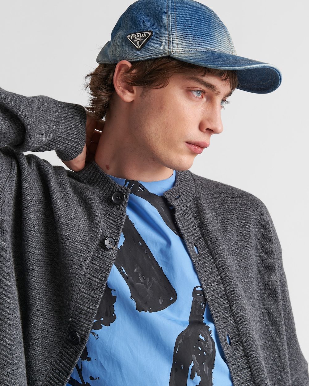 Mũ Nam Prada Denim Baseball Cap 'Light Blue' 2HC274-12K1