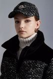  Mũ Nữ Moncler Tweed Baseball Cap 'Black White' 