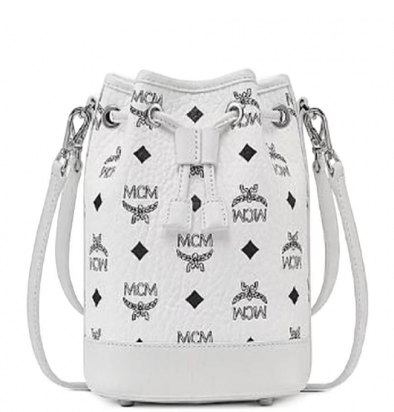  Túi MCM Nữ Dessau Drawstring Bag in Visetos White 