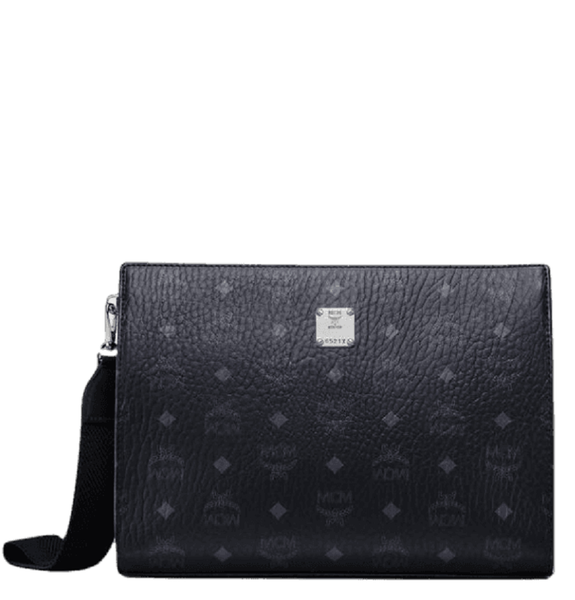  Túi MCM Standing Wristlet Zip Pouch in Visetos Original 'Black' 