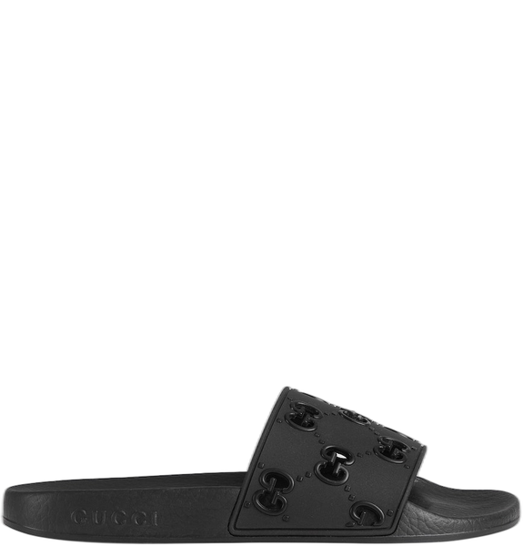  Dép Nữ Gucci Rubber GG Slide Sandal 'Black' 