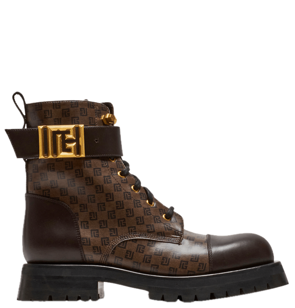  Giày Nữ Balmain Mini Monogram Army Boots 'Brown' 