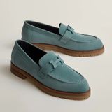  Giày Nữ Hermes Faubourg Loafer 'Bleu Pinède' 