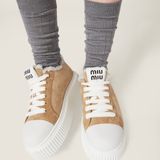  Giày Nữ Miu Miu Suede Sneakers 'Ecru' 