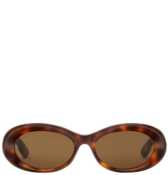  Kính Nữ Gucci Oval Frame Sunglasses 'Brown' 