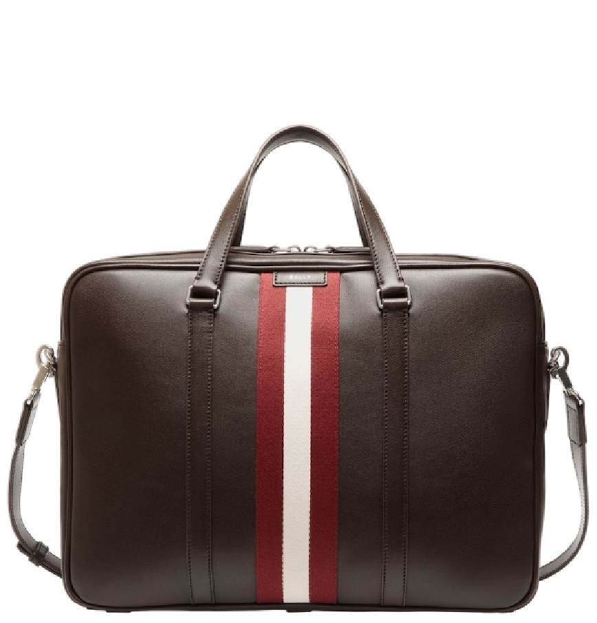  Túi Nam Bally Code Briefcase In Ebano Leather 'Brown' 