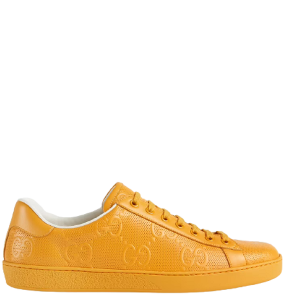  Giày Nam Gucci GG Embossed Ace Sneaker Leather 'Yellow' 