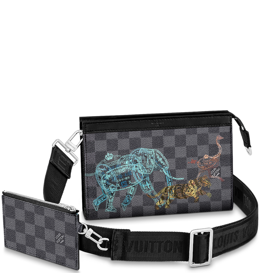  Túi Nam Louis Vuitton Gaston Wearable Wallet Damier Graphite Canvas 'Grey' 