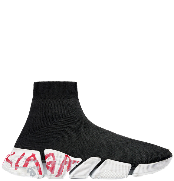  Giày Nữ Balenciaga Speed 2.0 Graffiti Recycled Knit Trainers 'Black' 