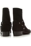  Giày Nữ Saint Laurent Wyatt Crocodile Embossed Suede Harness Boot 'Black' 