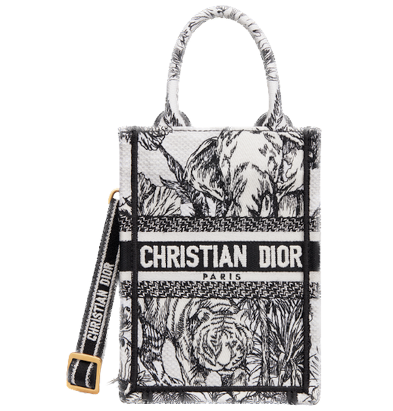  Túi Nữ Dior Mini Dior Book Tote Phone Bag 'White Black' 