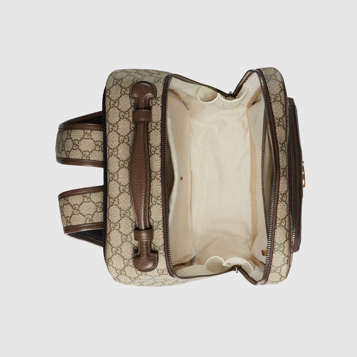 GG 25S OPHIDIA SMALL BACKPACK 20 IN BEIGE AND EBONY CALFSKIN