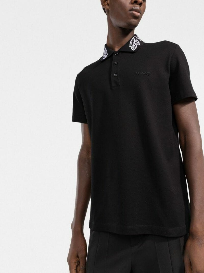  Áo Nam Versace Barocco Embroidered Polo Shirt 'Black' 