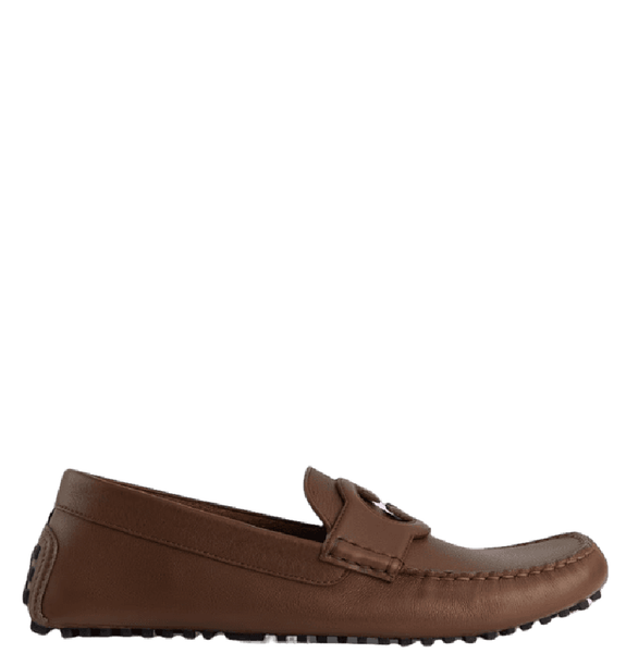  Giày Nam Gucci Moccasin Interlocking G Driver 'Brown Soft Leather' 