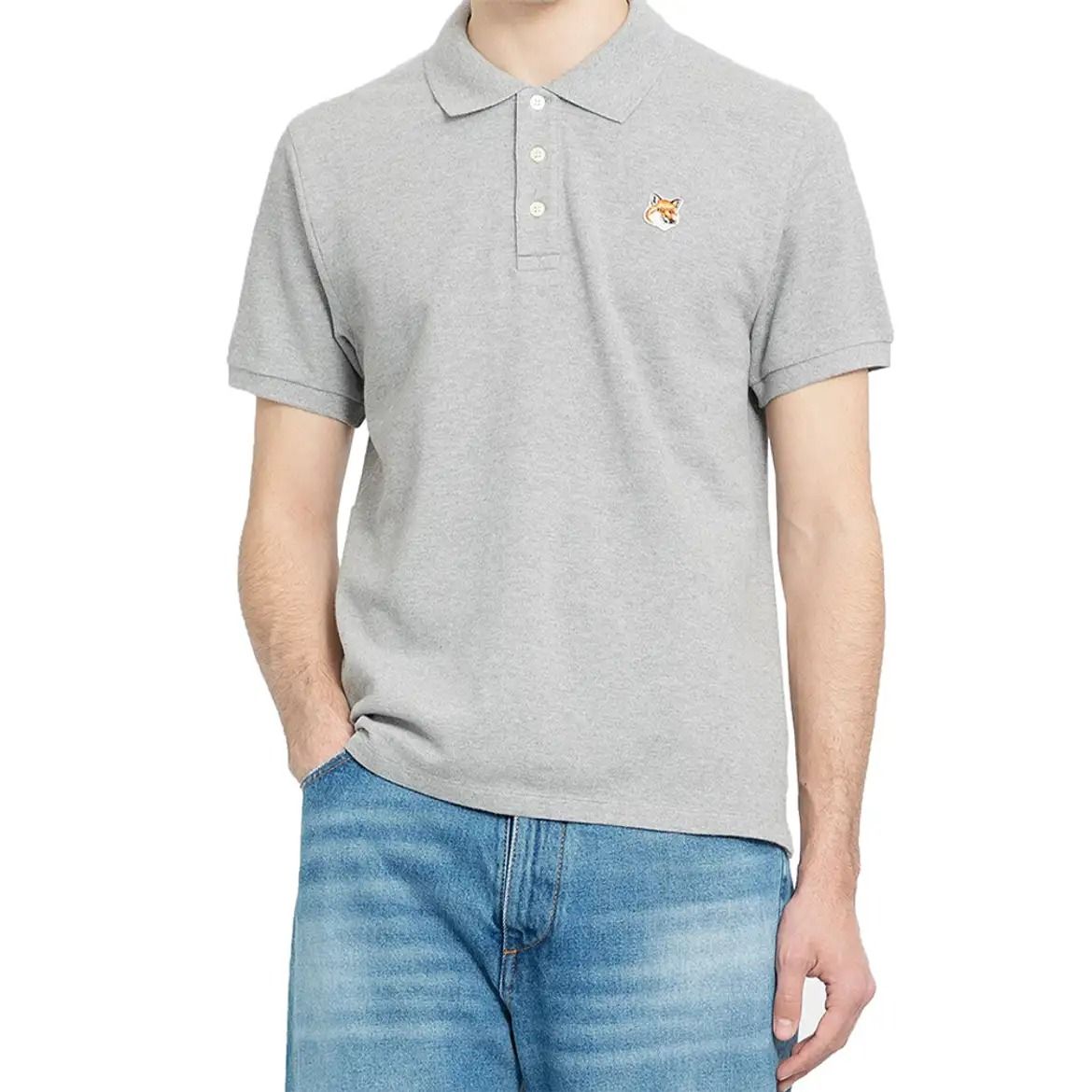  Áo Maison Kitsune Fox Head Patch Polo 'Grey' 
