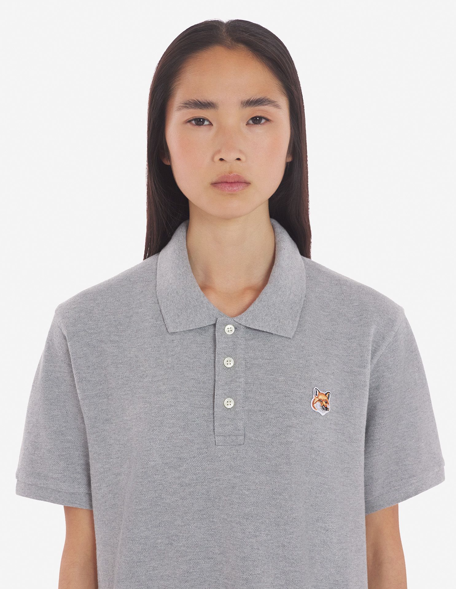  Áo Maison Kitsune Fox Head Patch Polo 'Grey' 